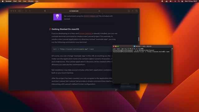 Docker setup on Mac for a new Laravel project