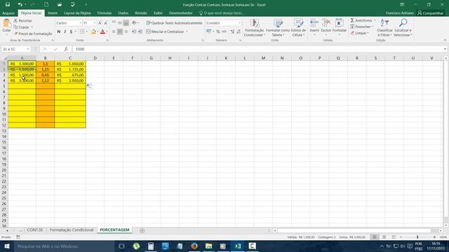 1 0 Excel PORCENTAGEM