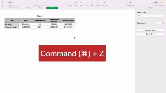 How to Delete a Sheet in Apple Numbers Spreadsheet
