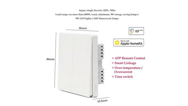 Настенный выключатель Xiaomi Aqara D1 ZigBee Smart Light с дистанционным управлением,