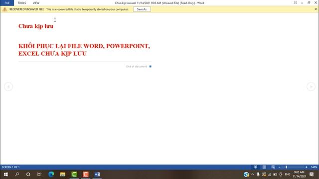 Cách khôi phục lại file Word, Excel, PowerPoint khi chưa kịp lưu.