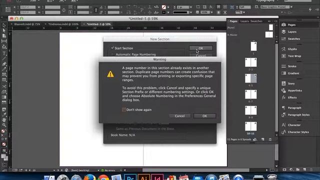 Renumbering Pages in InDesign