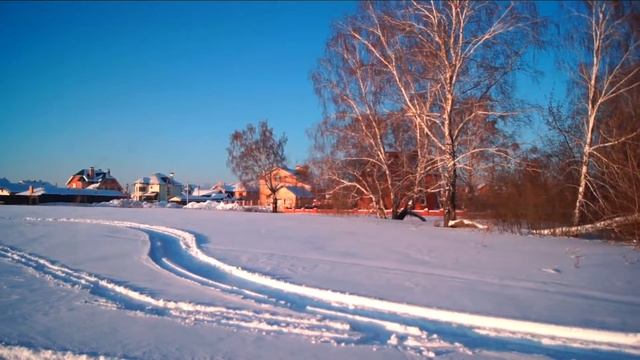 Видео . Природа , закат . Зимнее солце .