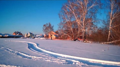 Видео . Природа , закат . Зимнее солце .