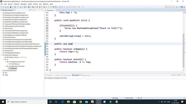 Stack implementation in java using array || Custom Stack implementation in java