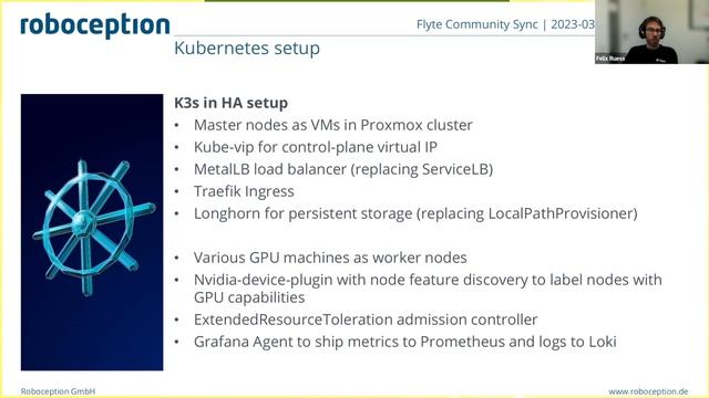 Taking off with Kubernetes and Flyte workflows to automate and scale ML training at Roboception