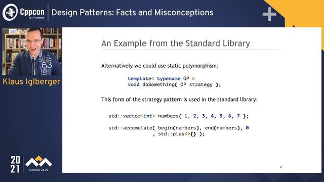 CppCon 2021 - Klaus Iglberger: Design Patterns - Facts and Misconceptions