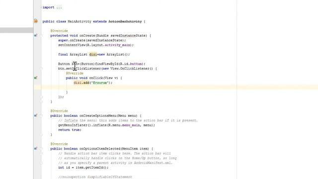 Java Android Array List Dizi