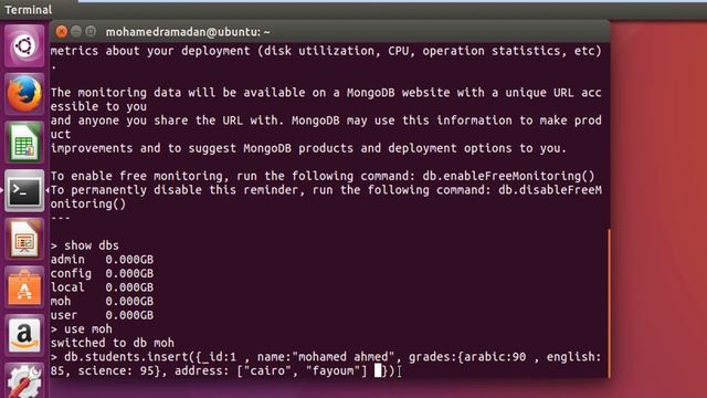 6- الاضافة الى قواعد البيانات MongoDB NoSql  Create & Drop database   Collection Part 2