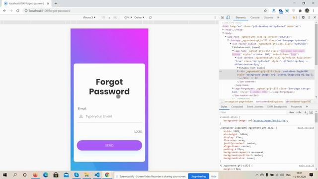 Ionic 5 Angular 10 Login and Forgot Password Pages
