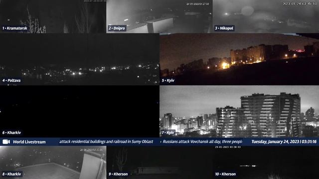 Live views from Ukraine 01/23/2023 B - Kramatorsk, Kharkiv, Kyiv, Zaporizhzhia and other cities