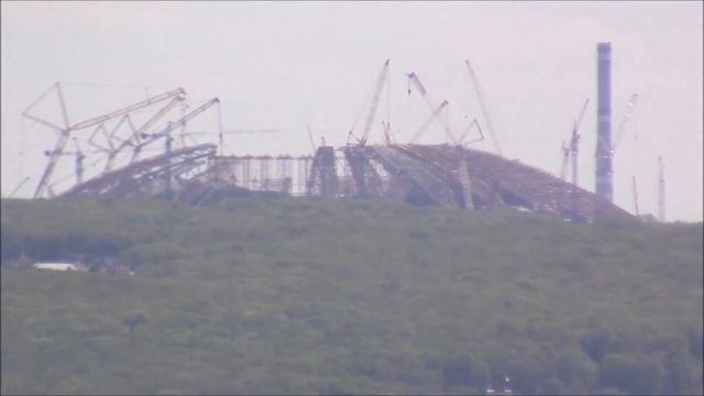 Строительство стадиона в Самаре к ЧМ-2018. Вид с другой стороны Волги
