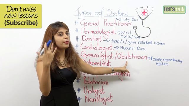 Spoken English Lesson - Different types of doctors. (Learn English Vocabulary)