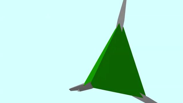 Зелёный тетраэдр с 4 серыми лезвиями в вершинах