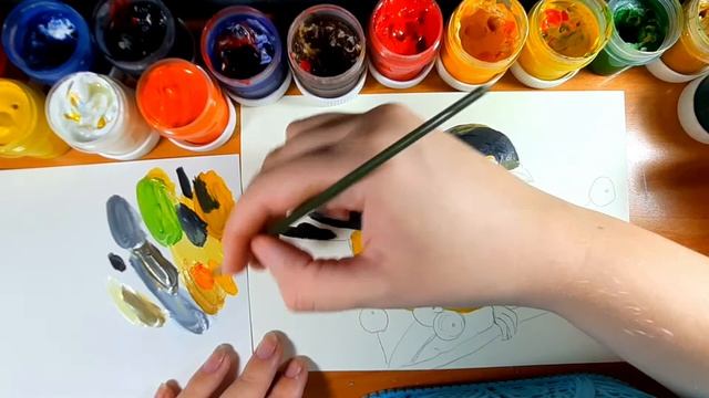 Как рисовать синицу. Гуашь.