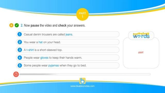 Vocabulary Activities: Clothes (Missing Words)