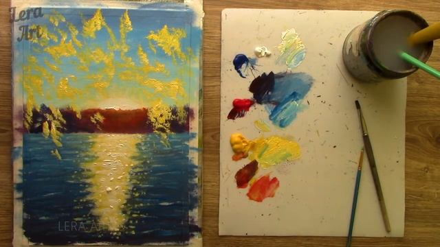 ПОЛНЫЙ УРОК Как нарисовать СОЛНЕЧНЫЙ ДЕНЬ У ВОДЫ | Простая акриловая живопись для начинающих