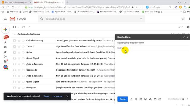 jinsi ya kutuma maombi ya kazi kwa kutumia email