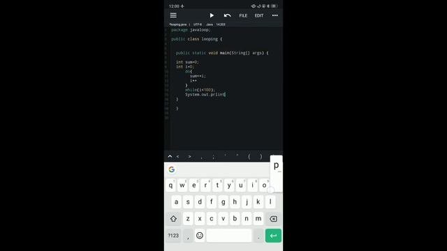Java Looping Tutorial on Android phone using Java n-ide application