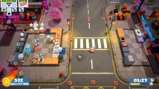 [AYCE] Overcooked! All You Can Eat | Overcooked 2 Story 4-1 | Online Co-op 4P 4 Star | Score: 1272