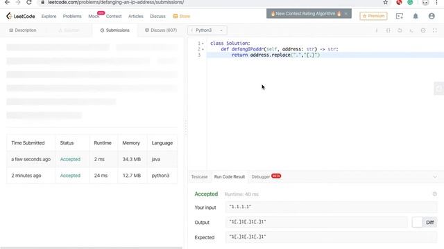 Leetcode 1108.Defanging an IP Address Java, Python3