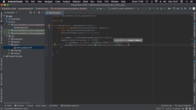 How to Create Popup Menu in Android Studio AndroidX - Kotlin