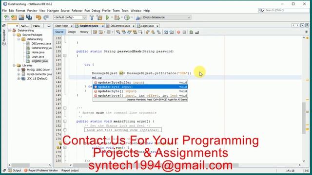 Password Hashing In Java | Password Hashing Tutorial and One Way Encryption| login and register for