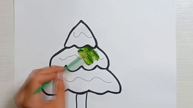 How To Draw A Christmas Tree And Star EASY And Cute | Рисование и Раскраска НОВОГОДНЯЯ ЁЛКА