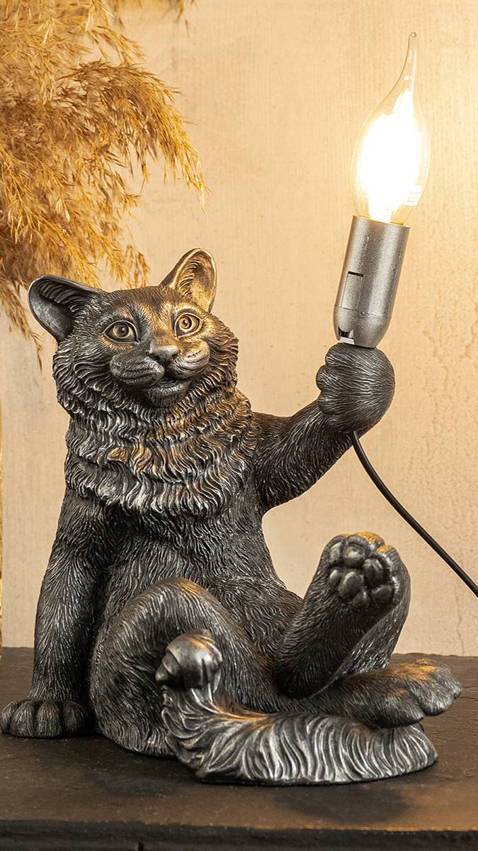 Декоративная статуэтка для светильника Кот под серебро.
Артикул Ozon: 1612135962