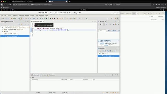 [HD] EECS1022 W21 - Java Tutorials - Week 1 - Part A - Working Environment
