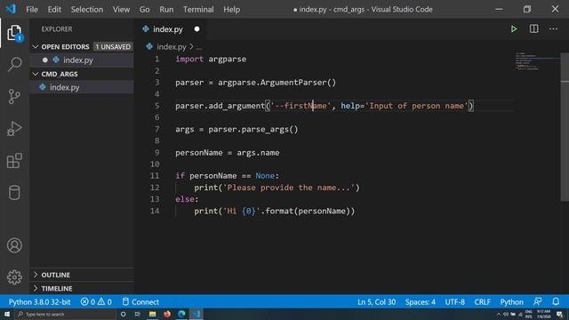 Read named command line inputs in python with argparse module