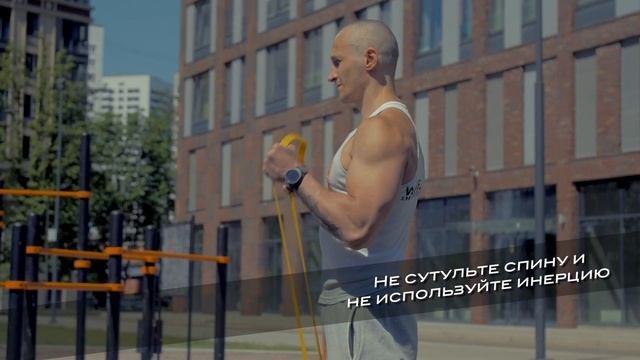 Сгибание резины на бицепс параллельным хватом. Уровень – Начинающий