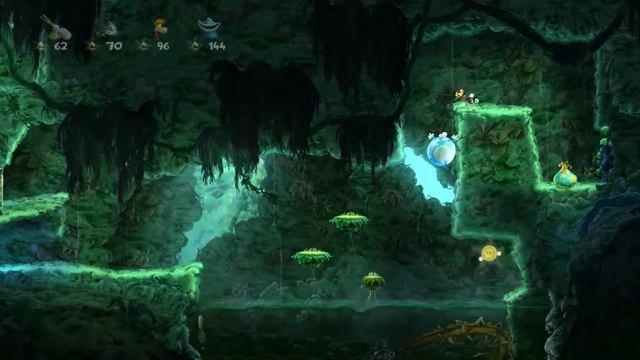 Rayman Legends 4 Players 63 Back To Origins - Jibberish Jungle - Swinging Caves