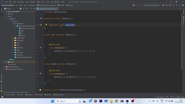 ABSTRACT CLASS | Abstraction in Java | Java Course 2023