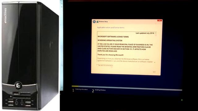 emachines EL1852G 52w Desktop Windows 10 Installation