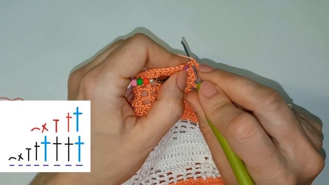Туника Топ с сердечками крючком Горловина туники Ч.5