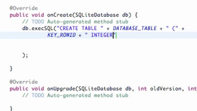 Android Application Development   114   Creating SQLite Database