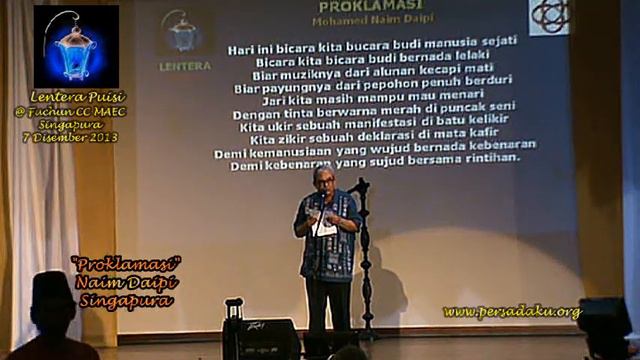 LENTERA PUISI 2013 - "Orang Hebat" & "Proklamasi" Oleh Mohd Naim Daipi (Singapura)