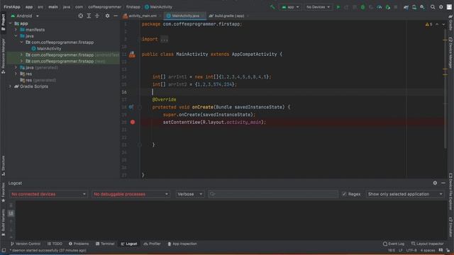 How to create a simple int Array in Java | 3 ways to create an Array in Android Studio Java App