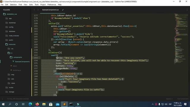7 - Eliminar usuario Laravel - DataTables - VueJS