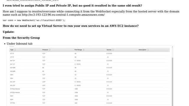DevOps & SysAdmins: An Issue with an AWS EC2 instance when connecting it to WebSocket