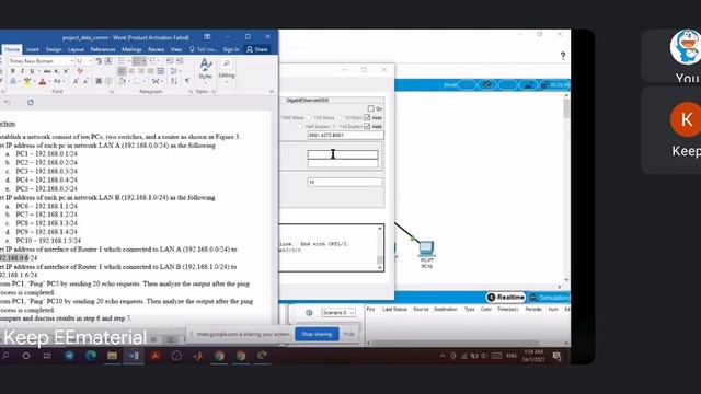 Network using two switches and a router (demo not success)