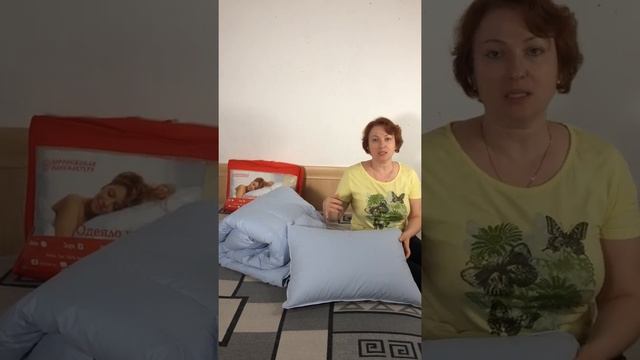 Комплект пуховых подушки и одеяла из коллекции "Зоря".