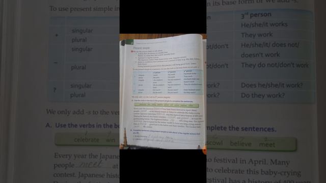 Class 5 English Grammar Unit-11 Present Simple. Exercise A