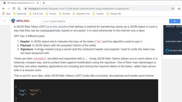 Introduction Of JWT Token For Token Based Authentication | Infologs