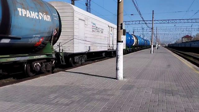 ТЭ33Ас-0034(тчэ-11 Астана) с Чётным Грузовым Поездом Прибывает на станцию Кокшетау-1