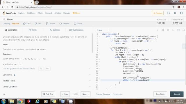 Coding Interview Tutorial 3: Three Sum [LeetCode]