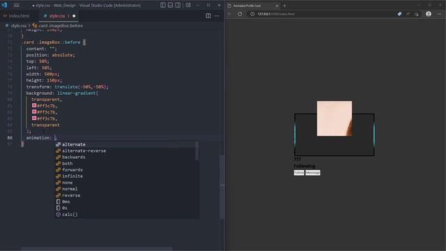 Animated Profile Card UI Design Using HTML & CSS | CSS Card Hover Effects