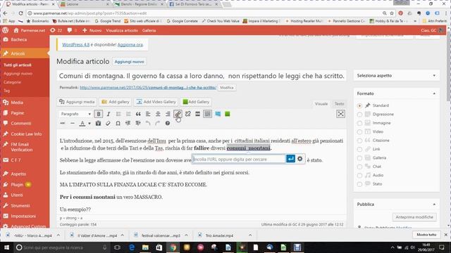 Come inserire un link in un articolo Word Press