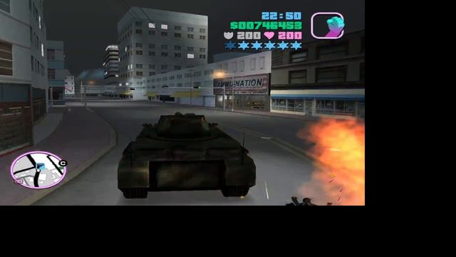 Grand Theft Auto Vice City Погоня на танке от полиции и ФБР от 1 до 5 розыска